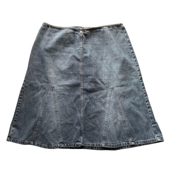 Y2K Medium to Large Flared Medium-Wash Denim Midi Skirt - Picture 1 of 7